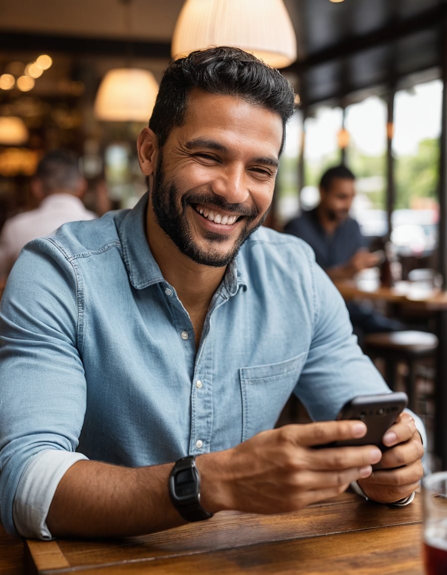 Cliente pagando a conta pelo celular à mesa