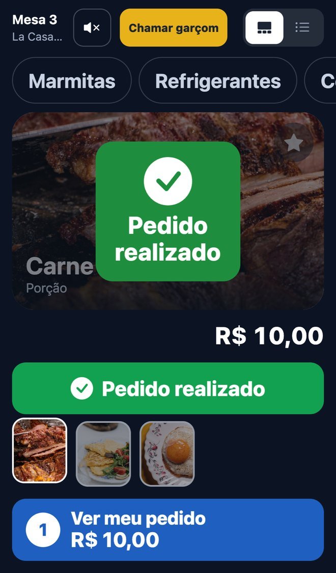 Tela real: Pedido realizado